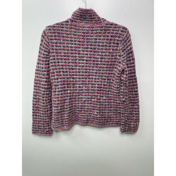 Sigrid Olsen Turtleneck Knit Sweater XS Pink Long Sleeve Waffle Pattern Fuzzy - Picture 6 of 9